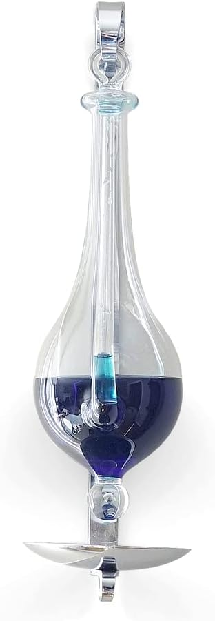 Ambient Weather B1025C Antique Storm Glass Wall Mount Liquid Barometer with Drip Cup