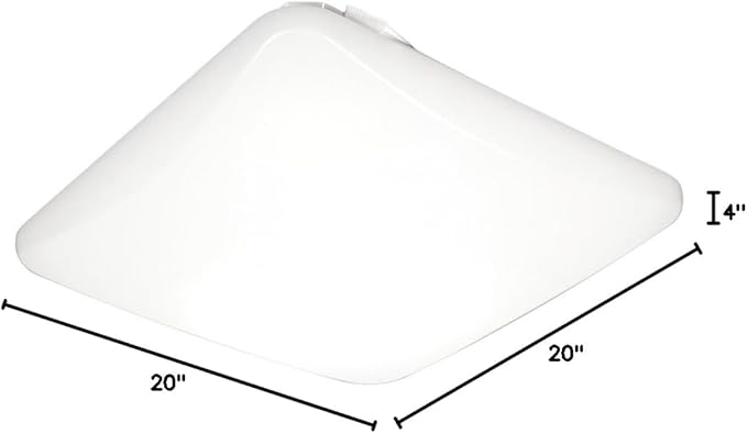 Lithonia Lighting 20 Inch Flush Mount LED Ceiling Light, Square Flush Mount Ceiling Light, Dimmable, 120 Volts, 44 Watts, Damp Listed, 4000 Lumens, White (FMLSDL 20 35840 M4)