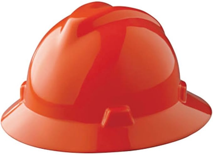 MSA V-Gard Full-Brim Hard Hat with Suspension - Polyethylene Shell, Superior Impact Protection and Self Adjusting Crown Straps - Standard Size Hard Hat