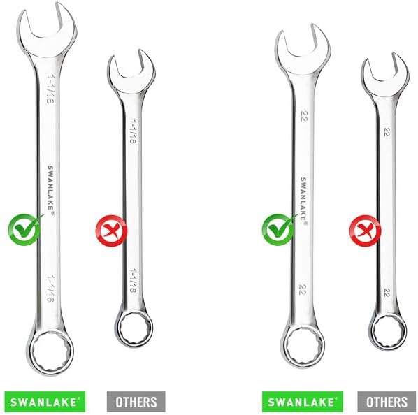 SWANLAKE GARDEN TOOLS 15-Piece Metric Combination Wrench Set, 12-Point Max Torque Open End Wrench Set, Cr-V Steel Wrenches 8, 9, 10, 11, 12, 13, 14, 15, 16, 17, 18, 19, 20, 21, 22mm with Storage Rack