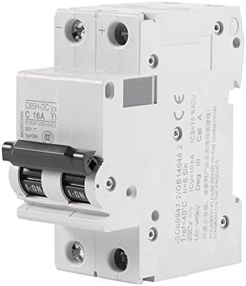 DC Circuit Breaker, Miniature Air Circuit Breaker, 1pc 250V DC 2P Low Voltage 16A/32A/63A, Solar Energy Switch Short Circuit (16A)