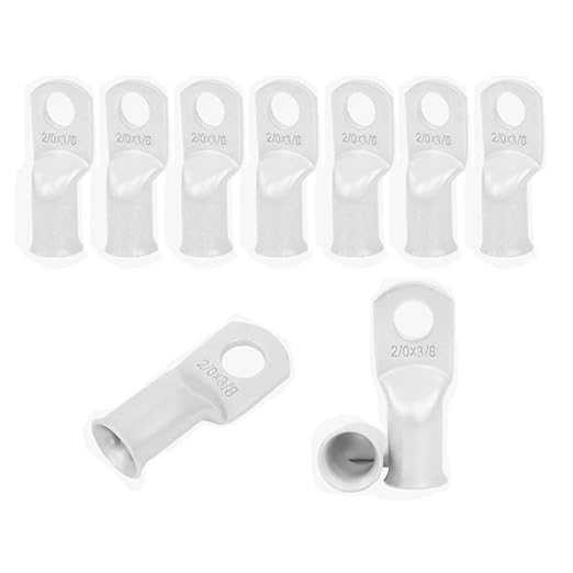 2/0 AWG 3/8" Stud (10 pcs.) Battery Ring Terminal 2/0 awg lugs 2 Gauge Connectors Heavy Duty Wire Lugs Battery Cable Ends Tubular Ring Terminal Battery Terminal Connectors Tinned Copper Eyelets
