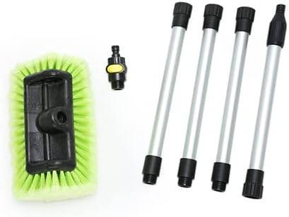 Forgrace Car Wash Brush 12" with Long Handle 60 Inch, Soft Bristle Scrub Brush for Car, Truck, Boat, RV, House Siding, Deck Camper Exterior Washing Cleaning Tool Green
