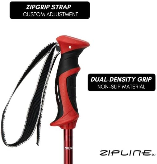 Zipline Lollipop 14.0 Graphite Carbon Composite Ski Poles – Lightweight, Durable, All-Mountain – Ergonomic Grip, Vibration Dampening, Ideal for Groomers and Freestyle. Choice of Skiers
