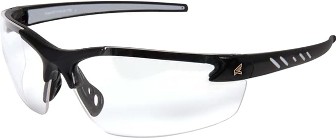 Edge DZ111-G2 Zorge G2 Wrap-Around Safety Glasses, Anti-Scratch, Non-Slip, UV 400, Military Grade, ANSI/ISEA & MCEPS Compliant, 5.04" Wide, Black Frame / Clear Lens