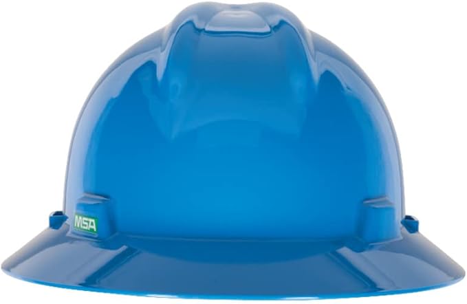 MSA V-Gard Full-Brim Hard Hat with Suspension - Polyethylene Shell, Superior Impact Protection and Self Adjusting Crown Straps - Standard Size Hard Hat