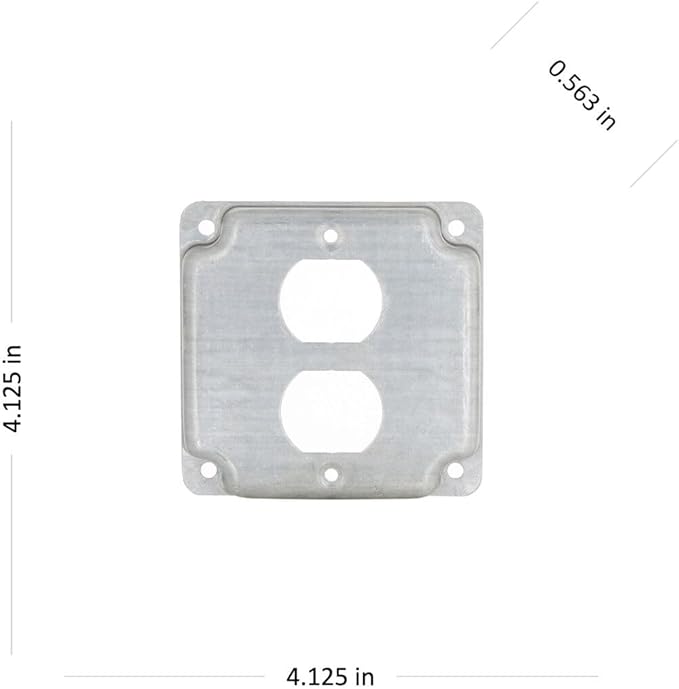Hubbell-Raco 902C 1 Duplex Receptacle 4-Inch Square Exposed Work Cover, Silver