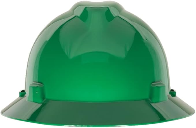 MSA V-Gard Full-Brim Hard Hat with Suspension - Polyethylene Shell, Superior Impact Protection and Self Adjusting Crown Straps - Standard Size Hard Hat