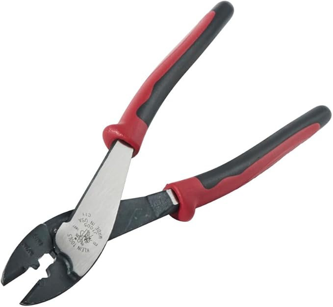 Klein Tools J1005 Crimping and Cutting Tool, Tapered Nose for 10 to 22 AWG Solderless Terminals and Connectors