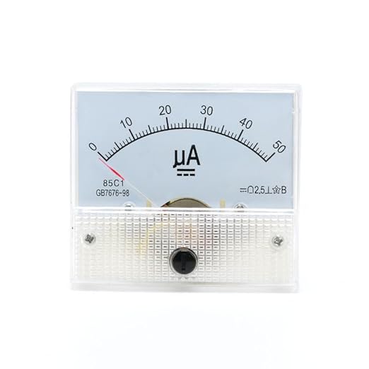 85C1 DC Pointer Ammeter Analog Meter 50UA Rectangle Panel Mounted Current Meter Ammeter Tester 0-50 UA DC 85C1 65 * 56MM