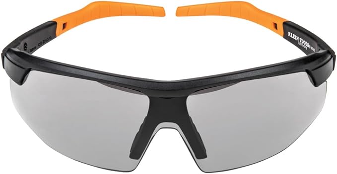 KLEIN TOOLS 60160 Safety Glasses, PPE Protective Eyewear with Semi Frame, Scratch Resistant and Anti-Fog, Gray Lens