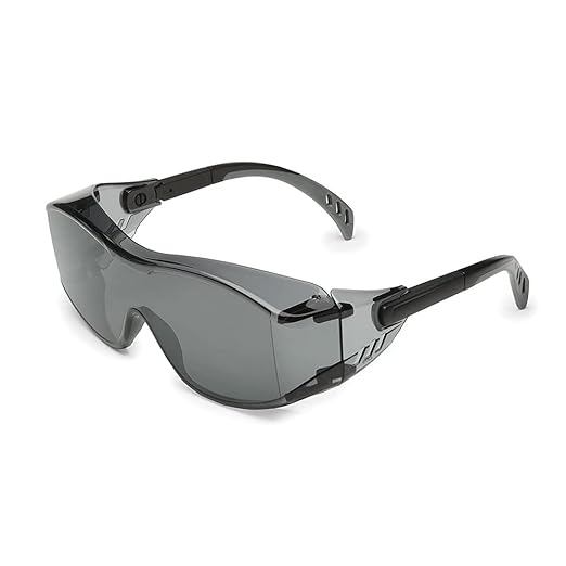 Gateway Safety 6983 Cover2 Safety Glasses Protective Eye Wear - Over-The-Glass (OTG), Gray Lens, Black Temple, 10 Pair