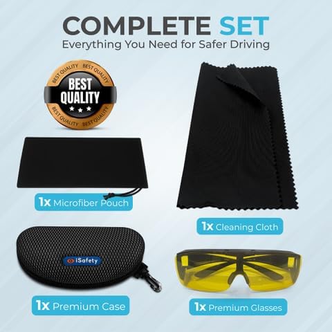 Polarized Anti Glare Glasses for Night Driving | Yellow Night Driving Glasses | Fit Over & Flip Up Design | Reduce Headlight Glare & Eye Strain