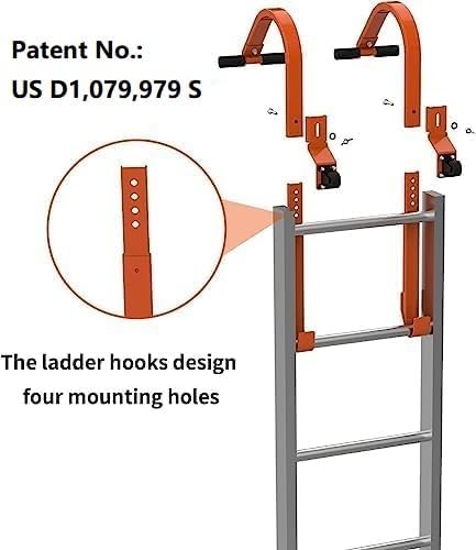 Roof Ladder Hook, 2 Pack Ladder Stabilizer, Heavy Duty Steel 500 Lbs Weight Ratin, Roof Ridge Extension with Wheel for Safe and Easy Access