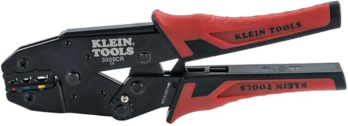 Klein Tools 80013 Wire Stripper / Ratcheting Crimper, Electrical Crimping Tool Kit with Automatic Wire Stripper and Ratcheting Insulated Terminal Crimper, 2-Piece