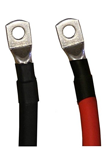 1/0 AWG Gauge Red + Black Pure Copper Battery Inverter Cables Solar, RV, Car, Boat 4 feet 3/8 in Lugs