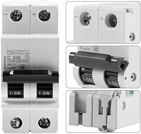 Miniature Air Circuit Breaker, 1pc 250V DC 2P Low Voltage 16A/32A/63A, Solar Energy Switch Short Circuit (32A)