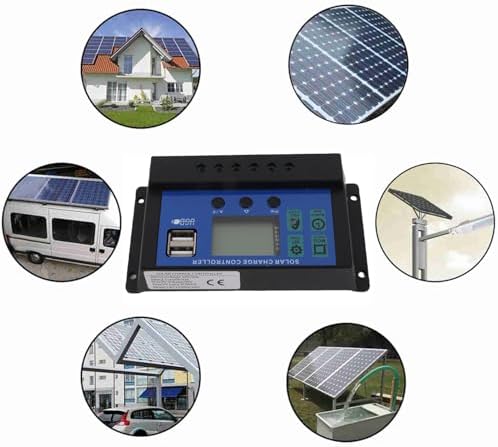 Solar Controller 50A PWM 12V 24V Auto with LCD Display Industrial Controller Advanced 3-Stage Charging and Multiple Protections for Safe Efficient Solar Power Management