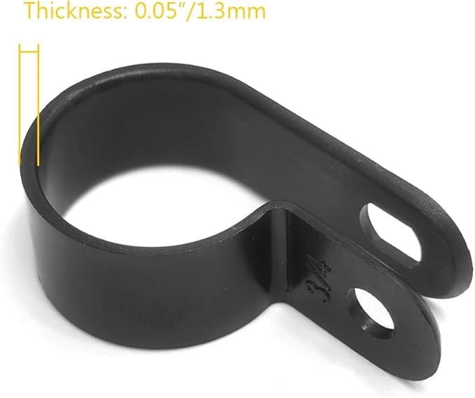 Cable Clamp R-Type Cable Clip Wire Clamp 3/4" Nylon Screw Mounting Cord Fastener Clips with Screws for Wire Management - Black - 50 Pcs