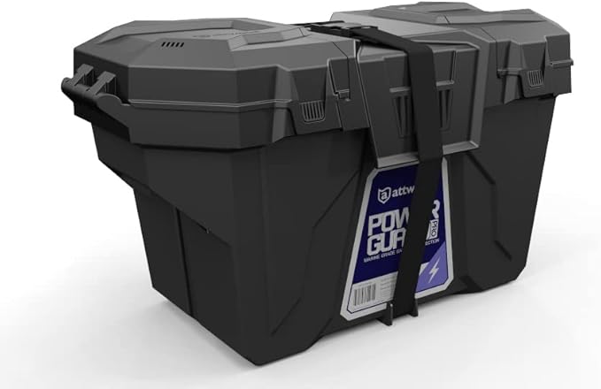 attwood 9070-7 PowerGuard Pro – Marine Grade Weather Resistant Battery Box Designed for Marine, RV, Camping, Solar and More – Group 24/27 Series Batteries, Black