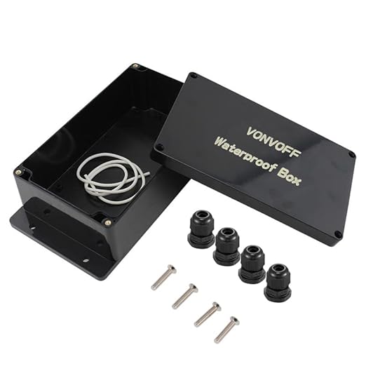 Electrical Box, Universal Junction Box,Dustproof Waterproof IP67 ABS Plastic Box,with Fixed Hole and 4pcs x M16 Cable Gland,7.8" x 4.7" x 2.9"/200 x 120 x 75mm,Black…