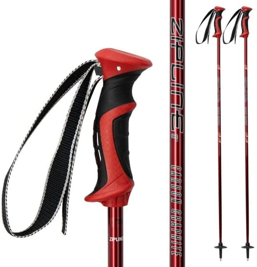 Zipline Lollipop 14.0 Graphite Carbon Composite Ski Poles – Lightweight, Durable, All-Mountain – Ergonomic Grip, Vibration Dampening, Ideal for Groomers and Freestyle. Choice of Skiers
