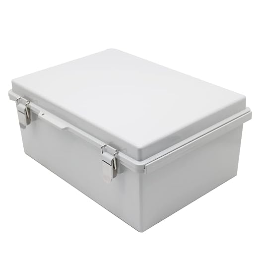 Watertight Electrical Junction Box with Mounting Plate, Clear Hinged Cover Stainless Steel Latch, Plastic Enclosure for Project Wall Bracket, IP67 13.8*9.8*5.9inch（350×250×150mm）