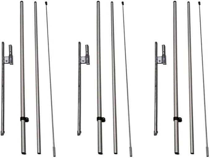 3 Pack of Feather Banner Flutter Flag Telescoping Hardware Sets, 3-Piece 8FT Telescopic Pole Kits with Light Weight Ground Stakes Compatible for Our 6ft Swooper Windless Flags