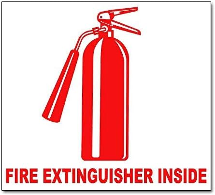 Fire Extinguisher Inside w/Symbol Trucking Business Vinyl Decal Sticker Red