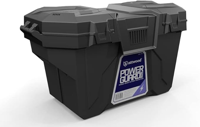 attwood 9070-7 PowerGuard Pro – Marine Grade Weather Resistant Battery Box Designed for Marine, RV, Camping, Solar and More – Group 24/27 Series Batteries, Black