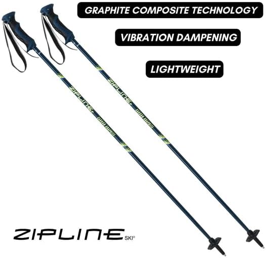 Zipline Lollipop 14.0 Graphite Carbon Composite Ski Poles – Lightweight, Durable, All-Mountain – Ergonomic Grip, Vibration Dampening, Ideal for Groomers and Freestyle. Choice of Skiers