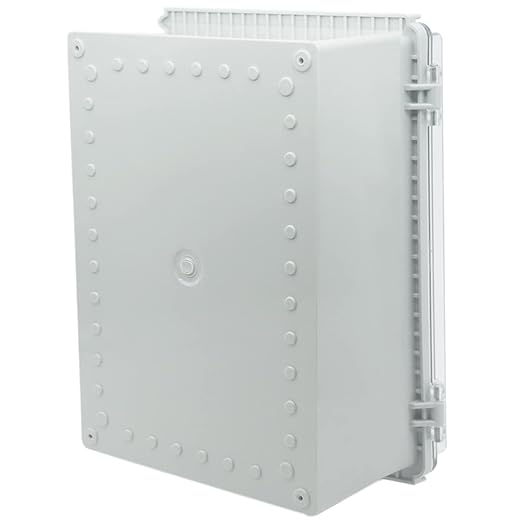 Zulkit Junction Box ABS Plastic Dustproof Waterproof IP67 Electrical Boxes Hinged Shell Outdoor Universal Project Enclosure Grey Clear Cover, Stainless Steel Buckles (13.8 x 9.8 x 5.9 Inch