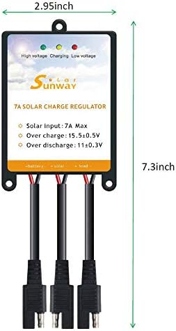 Sunway Solar Panels Charge Controller 12V Battery Regulator 7A for Safe Protection of 12Volt Solar Power Battery Charger, Solar Trickle Charger & Maintainer and Solar Powered System Kit