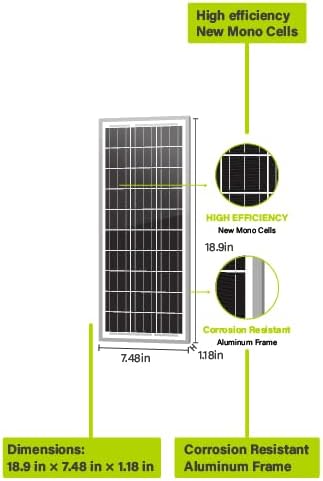 Newpowa 15W 12V 10BB Solar Panel Automatic Gate Openers, Compatible with Mighty Mule, Powered Charger Kit Mounting Bracket + Installation Tool Kit