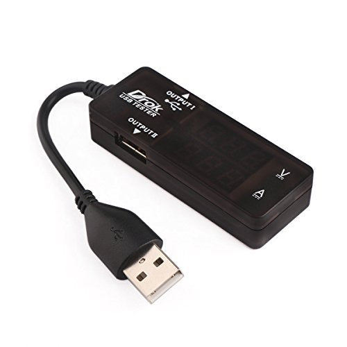 DROK USB Tester, USB-A 2.0 Digital Multimeter Dual USB Output Ports PD QC 3.0 Color LED Display, 7 Modes Capacity Voltage Current Power Voltmeter Ammeter for Laptop Power Bank Solar Panel