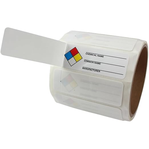 AccuformNMC NMC Common Chemical Identifier Labels (Pack of 100) Adhesive Vinyl Self-Laminating NFPA, 1" x 3" Write-On Stickers, LZN401EV, American Made Safety Tags, Signs, and Labels