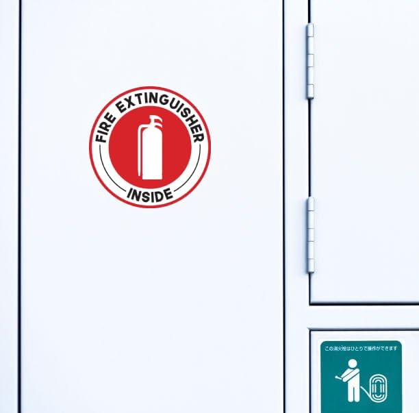 | Fire Extinguisher Inside Sticker (6 Pack), Size 2.75" – Strong Adhesive, Durable, Weatherproof Fire Extinguisher Stickers and Decals – Perfect Safety Signage for Businesses