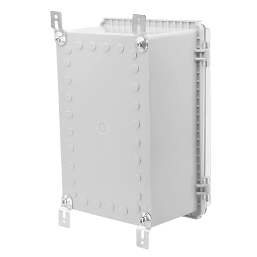 Zulkit Junction Box IP67 Waterproof Electrical Box Hinged Clear Cover Stainless Steel Latch Plastic Enclosure for Project w Mounting Plate Wall Bracket and 2 Cable Gland 11"x7.5"x5.5"/280x190x140mm