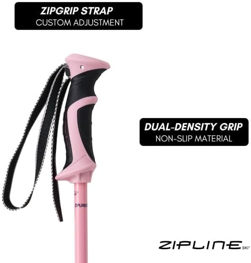 Zipline Lollipop 14.0 Graphite Carbon Composite Ski Poles – Lightweight, Durable, All-Mountain – Ergonomic Grip, Vibration Dampening, Ideal for Groomers and Freestyle. Choice of Skiers
