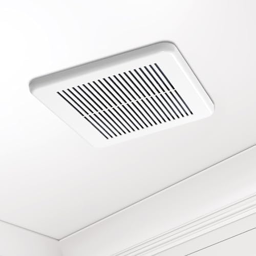 Homewerks 7114-02-HW DC Bathroom Fan 50-CFM 1.0 Sone White Ventilation Fan, Energy Star-Qualified with 3-inch Duct for 2x4 Construction