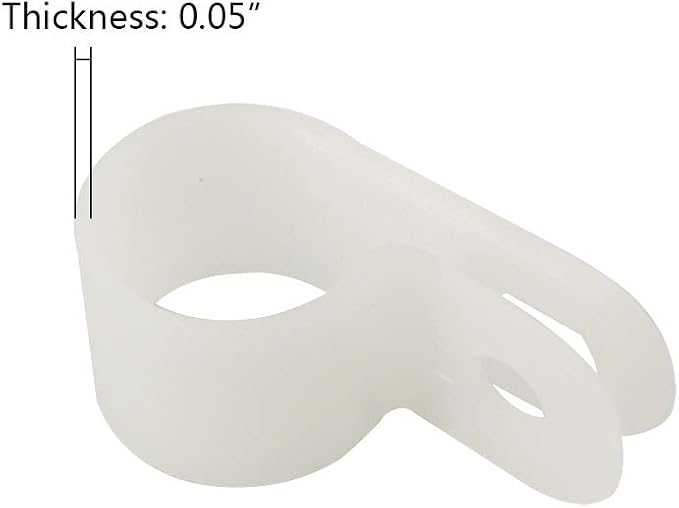 Cable Clamp R-Type Cable Clip Wire Clamp 1/2“ Nylon Screw Mounting Cord Fastener Clips with Screws for Wire Management - 50 Pcs Cable Clamps + 50 Pcs Screws, White