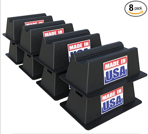 USA Made BULLKE 8-Pack Rooftop Pipe Support – 11.75" x 8" – 1000 lbs Capacity – UV-Resistant, Durable Plastic Blocks – Supports Conduit, PVC, Forge Molded Design