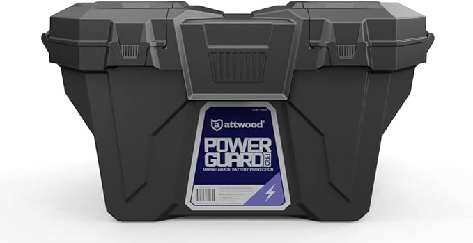 attwood 9070-7 PowerGuard Pro – Marine Grade Weather Resistant Battery Box Designed for Marine, RV, Camping, Solar and More – Group 24/27 Series Batteries, Black