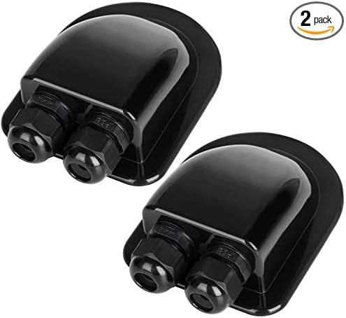 Restmo 2 Pack of IP68 Waterproof Solar Cable Entry Gland, Weather Resistant Dual Cable Entry Housing for Solar Panels of RV, Caravan, Marine, Boat, Cabin, Black