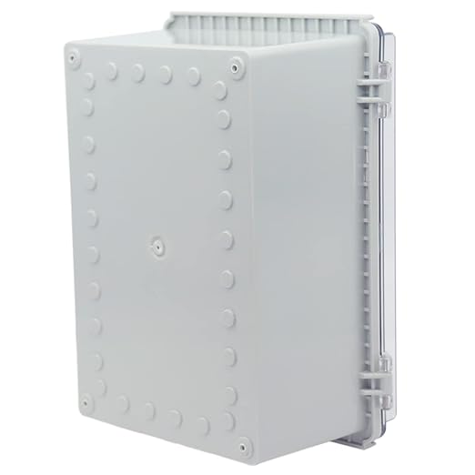 Zulkit Junction Box ABS Plastic Dustproof Waterproof IP67 Electrical Boxes Hinged Shell Outdoor Universal Project Enclosure Grey Clear Cover, Stainless Steel Buckles 11.4 x7.5 x 5.5 Inch