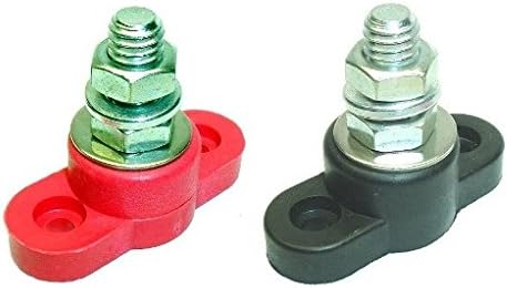 Fastronix 3/8" Stainless Steel Single Stud Power and Ground Junction Block Red and Black