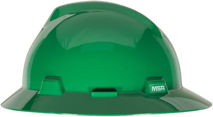 MSA V-Gard Full-Brim Hard Hat with Suspension - Polyethylene Shell, Superior Impact Protection and Self Adjusting Crown Straps - Standard Size Hard Hat