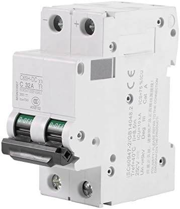 Miniature Air Circuit Breaker, 1pc 250V DC 2P Low Voltage 16A/32A/63A, Solar Energy Switch Short Circuit (32A)