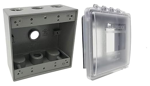 Sealproof Slim 2-Gang Shallow Weatherproof Outdoor Not in Use Outlet Cover with Box Kit, Lockable, UL Extra Duty Compliant, 45 Configurations, Low Profile