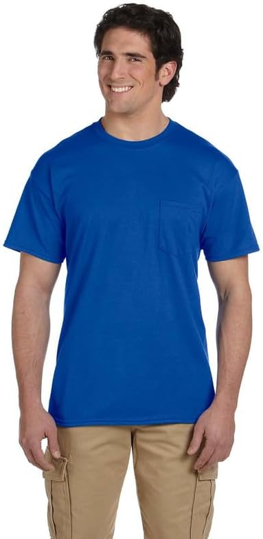 Gildan Unisex Adult DryBlend Workwear T-Shirts with Pocket, 2-Pack